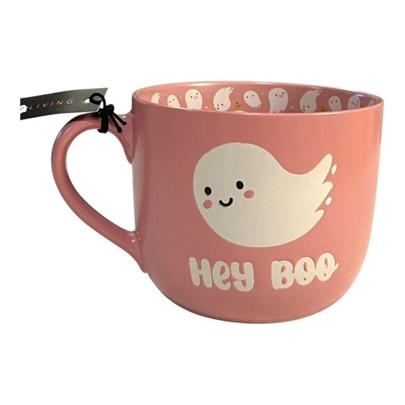 Better Living HEY BOO Cute Ghosts Pink Halloween Large Mug Ghosts Inside - Picture 5 of 7